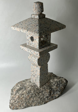 Small Pink Granite Oribe Stone Lantern Tourou Japan Japanese Garden Ornament Statue