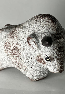 Small Gray Bull Cow Granite Stone Sculpture Handmade Japan