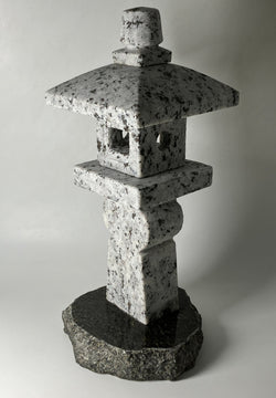 Small Granite Oribe Stone Lantern Tourou Japan Japanese Garden Ornament Statue Black