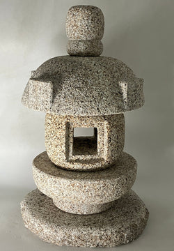 Zen Small Misaki Stone Lantern Beige Granite Japanese Garden Ornament Statue