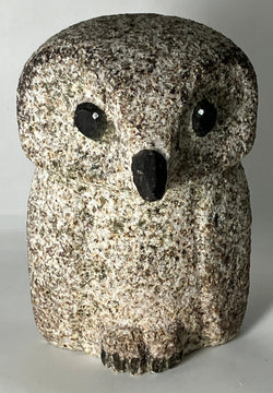 Small Owl Brown Gray Figurine Granite Stone Sculpture Japan Handmade