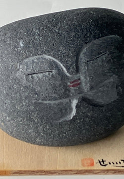 Miniature Shengmu Pebble Black Stone Jizo Sculpture Handmade Japanese Type D