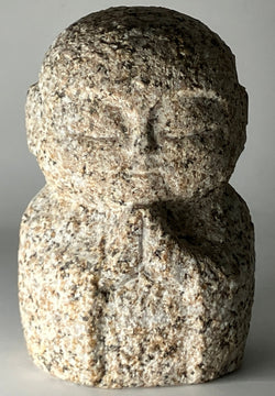 Mini Jizo Statue Granite Aji Rust Stone Sculpture Handmade Japanese Garden B