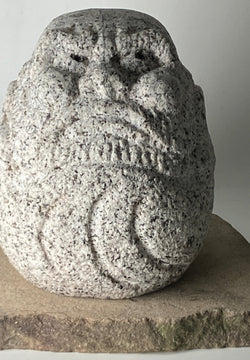 Daruma Bodhidharma Granite Stone Jizo Sculpture Handmade Japanese Garden