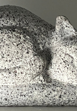 Sleeping Cat Statue Granite Stone Sculpture Handmade Japanese Garden