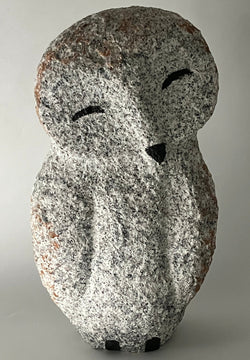 Owl Granite Gray Stone Sculpture Handmade Japanese Garden Bird
