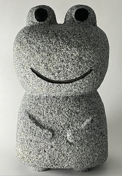 Frog Gray Granite Stone Sculpture Handmade Japanese