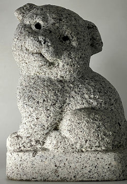 Puppy Dog Statue Granite Gray Stone Sculpture Handmade Japanese Garden