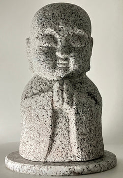 Gasshou Jizo Ojizo-Sama Granite Stone Sculpture Handmade Japanese Garden