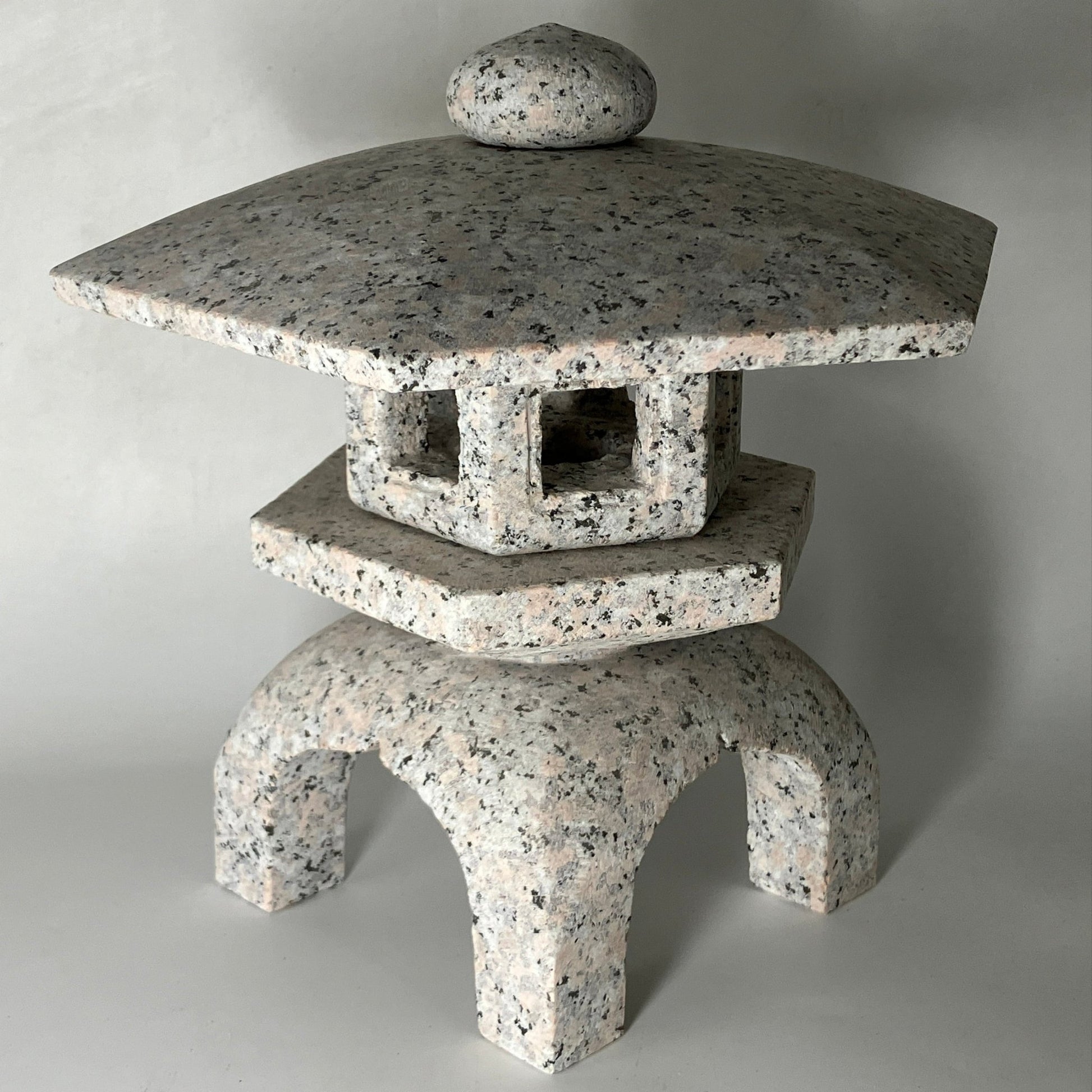 Zen Pink Gray Yukimi Stone Lantern