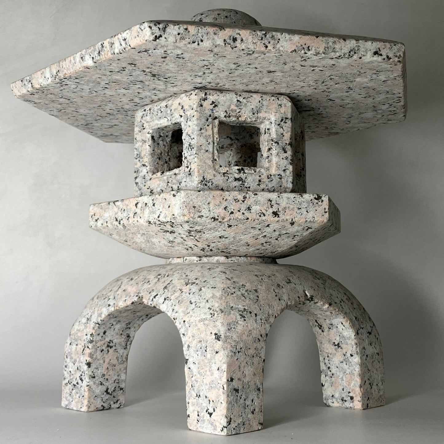 Zen Pink Gray Yukimi Stone Lantern