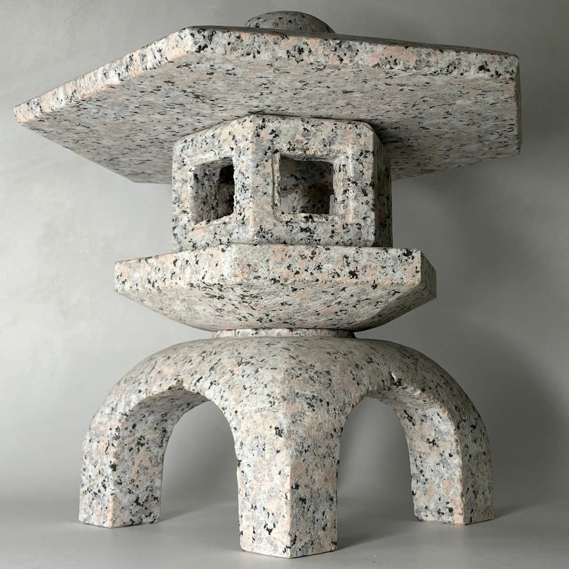 Zen Pink Gray Yukimi Stone Lantern