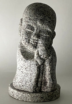 Gasshou Jizo with Globus cruciger Ojizo-Sama Granite Stone Sculpture Handmade