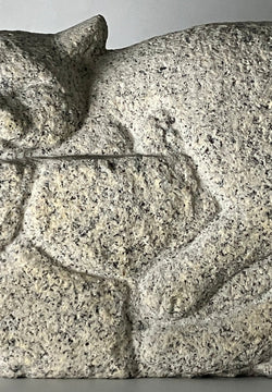 Sleeping Cat Kitten Statue Granite Stone Sculpture Handmade Japanese Garden