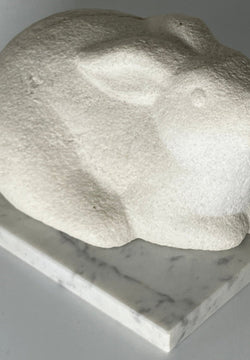 White Rabbit Italian Marble Stone Sculpture Handmade Japanese Garden