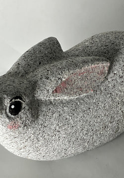 Small Gray Rabbit Figurine Granite Stone Sculpture Handmade Japan Type B