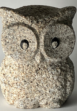 Owl Statue Granite Aji Rust Stone Sculpture Handmade Japanese Garden