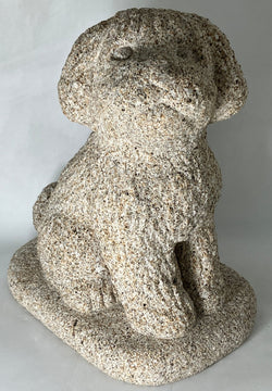 Medium Rust Stone Poodle Dog Beige Granite Japanese Garden Sculpture Statue
