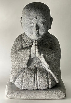 Gasshou Jizo Ojizo-Sama Granite Stone Sculpture Handmade Japanese Garden