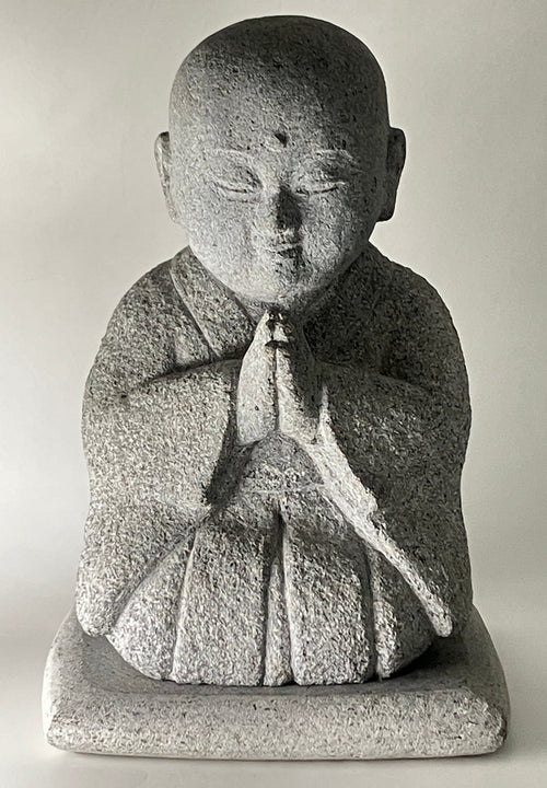 Gasshou Jizo Ojizo-Sama Granite Stone Sculpture Handmade Japanese Garden