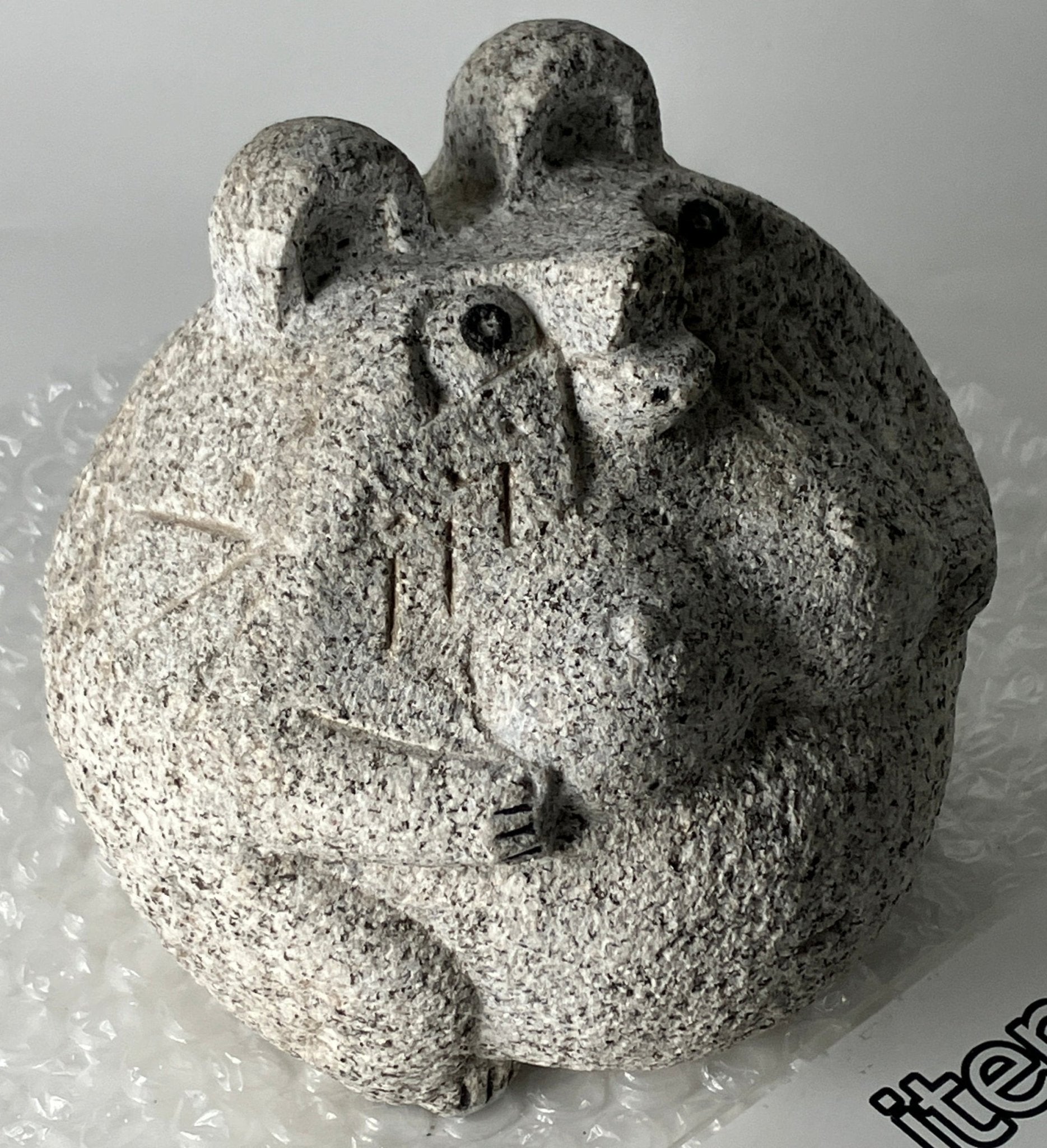 Female Tanuki Statue Hand-Carved Granite Stone Japanese Raccoon Dog - japanstones.shop