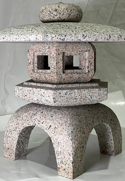 Zen Pink Stone Lantern Yukimi Tourou Medium Granite Japanese Garden Ornament Statue