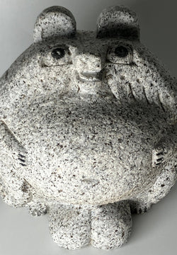 Male Tanuki Statue Hand-Carved Granite Stone Japanese Raccoon Dog