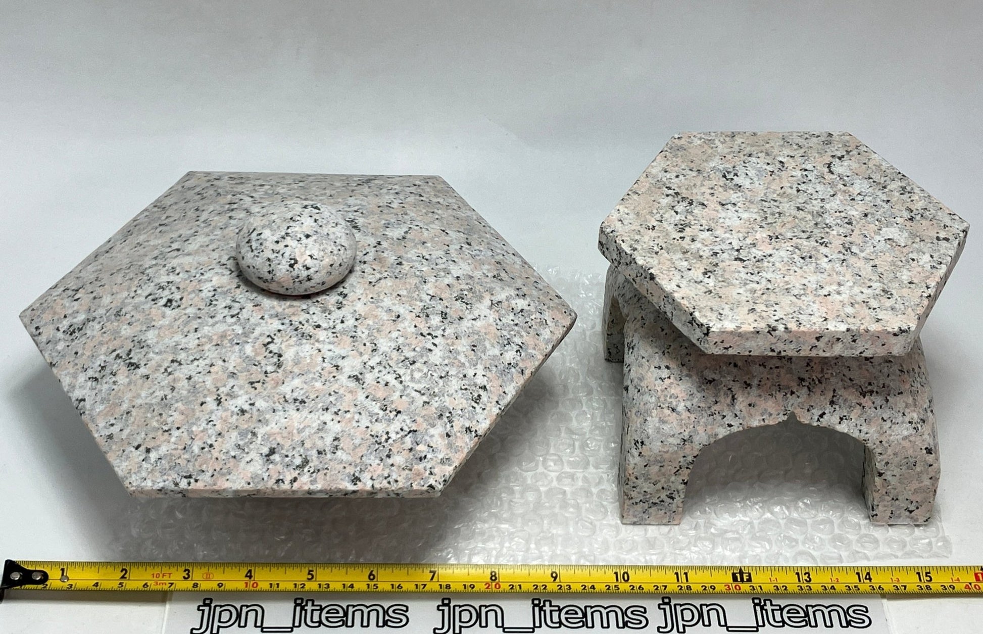 Zen Pink Gray Yukimi Stone Lantern