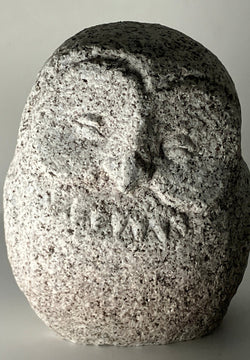 Owl Strigidae Statue Granite Gray Stone Sculpture Handmade Japanese Garden