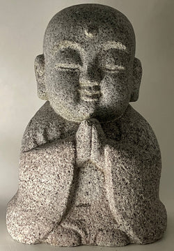 Child Gasshou Jizo Ojizo-Sama Granite Stone Sculpture Handmade Japanese Garden
