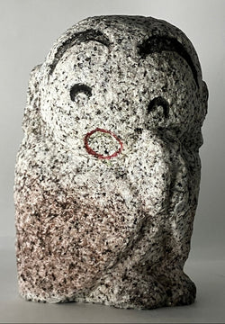 Comical Gray Gasshou Jizo Ojizo-Sama Granite Stone Sculpture Handmade Japan