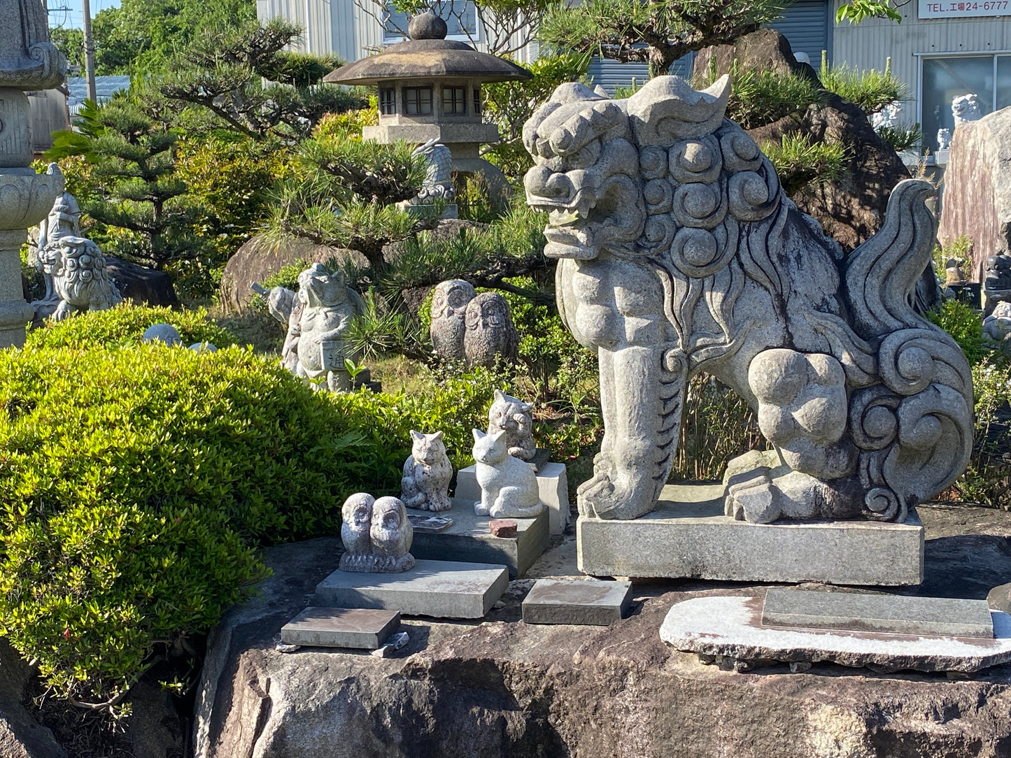 Gasshou Jizo Ojizo-Sama Granite Stone Sculpture Handmade Japanese Garden