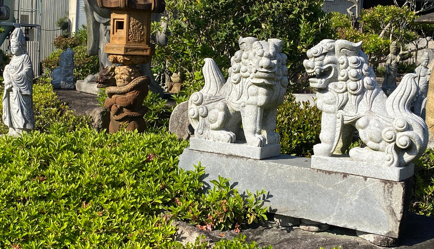 Gasshou Jizo Ojizo-Sama Granite Stone Sculpture Handmade Japanese Garden