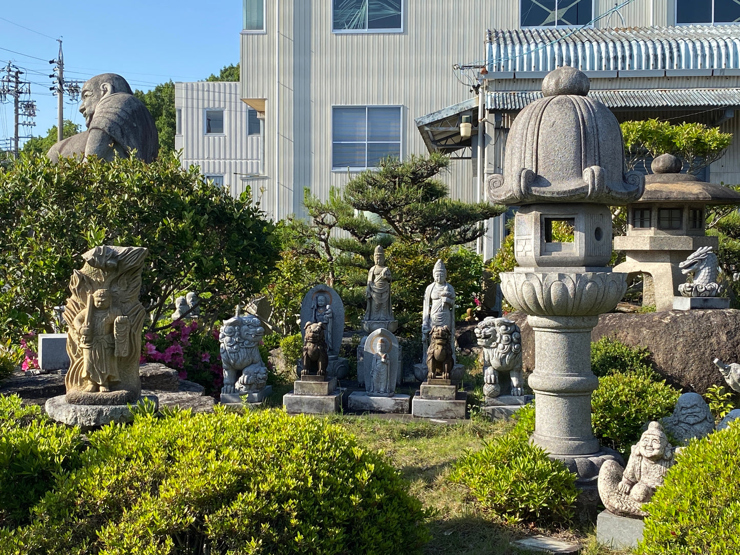 Gasshou Jizo Ojizo-Sama Granite Stone Sculpture Handmade Japanese Garden