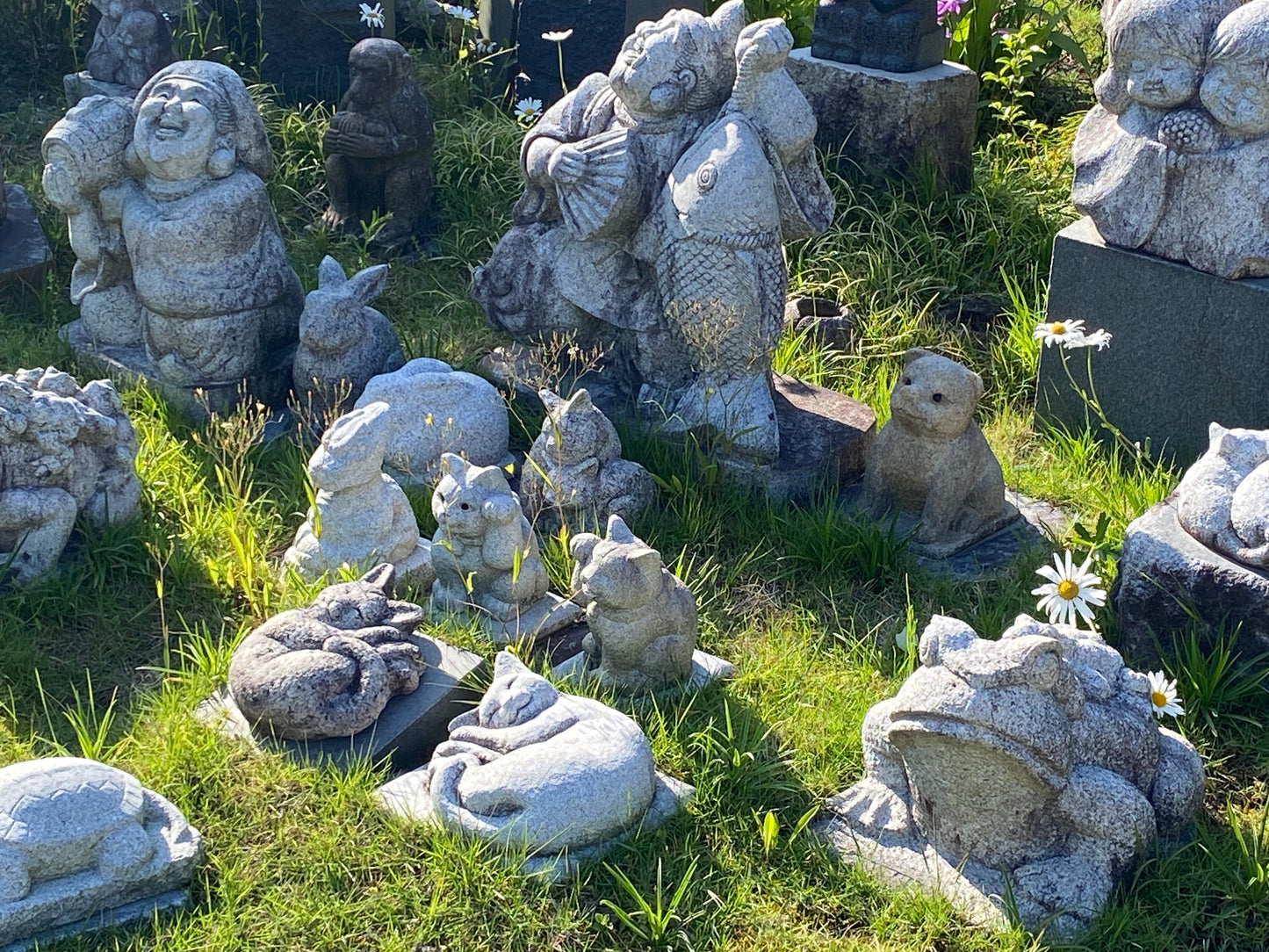 Gasshou Jizo Ojizo-Sama Granite Stone Sculpture Handmade Japanese Garden