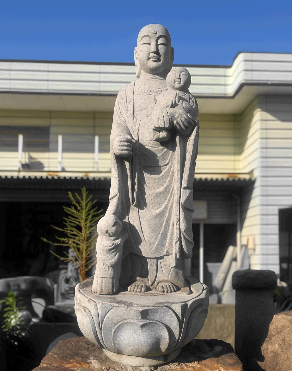 Boat-Shaped Enmei Jizo Statue | Natsuyama Stone, 16.14 in